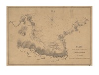 Plano de la ciudad i puerto de Valparaíso en 1835 con un perfil de su actual línea de fortificaciones.