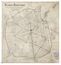 Plano de Santiago con el proyecto de transformación de la Sede Central de Arquitectos trazado definitivo.