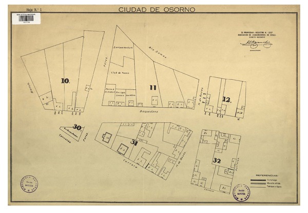 Ciudad de Osorno  [material cartográfico] Asociación de Aseguradores de Chile Comité Incendio.