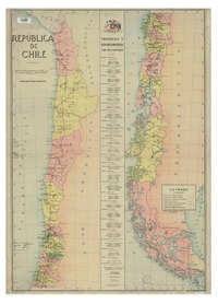 República de Chile mapa esquemático con la última división territorial