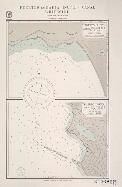 Puertos en bahía Inútil y canal Whiteside  [material cartográfico] por la Armada de Chile.