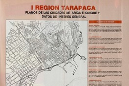 I Región Tarapacá planos de la ciudades de Arica e Iquique y datos de interés general.