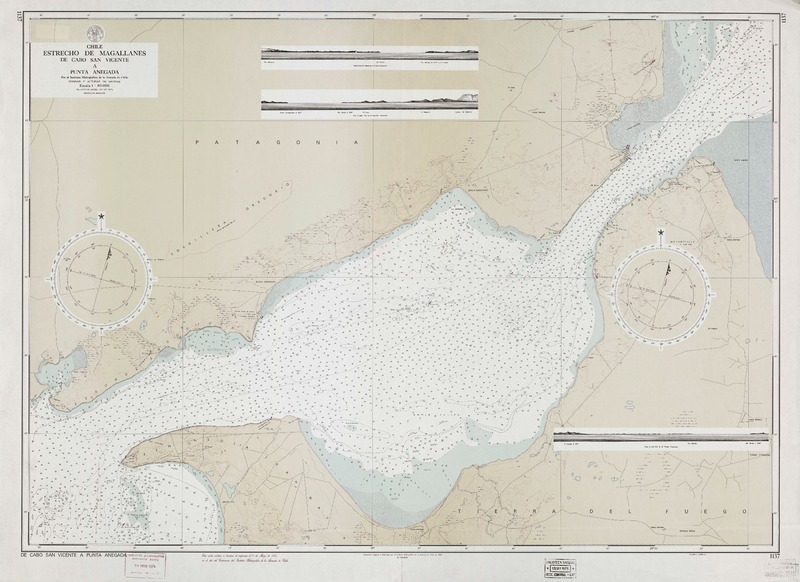 Estrecho de Magallanes de Cabo San Vicente a Punta Anegada  [material cartográfico] por el Instituto Hidrográfico de la Armada de Chile.
