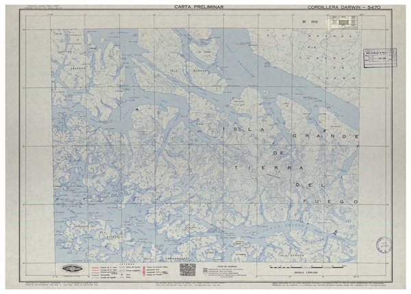 Cordillera Darwin 5470 : carta preliminar [material cartográfico] : Instituto Geográfico Militar de Chile.
