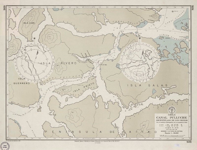 Canal Pulluche Archipiélago de los Chonos [material cartográfico] : por el Instituto Hidrográfico de la Armada de Chile.