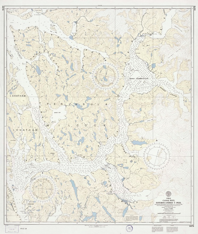 Canal Pitt, esteros Andrés y Peel  [material cartográfico] por el Servicio Hidrográfico y Oceanográfico de la Armada de Chile.