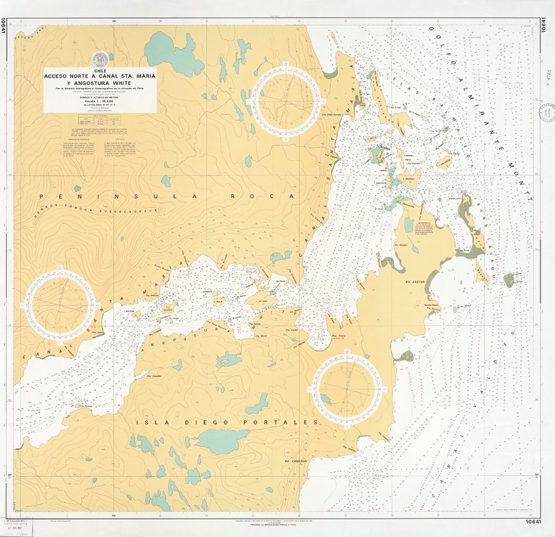 Acceso norte a canal Sta. [sic.] María y Angostura White  [material cartográfico] por el Servicio Hidrográfico y Oceanográfico de la Armada de Chile.