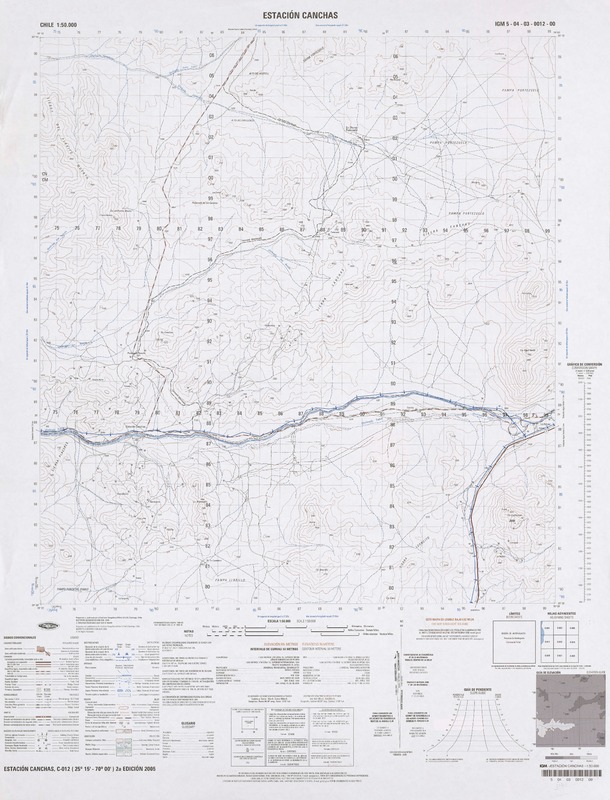 Estación Canchas 25°15' - 70°00' [material cartográfico] : Instituto Geográfico Militar de Chile.