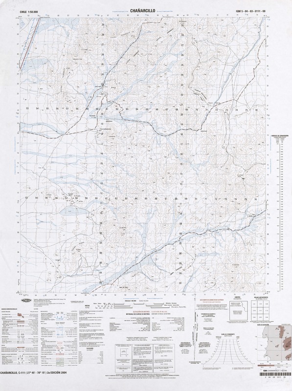 Chañarcillo 27°45' - 70°15' [material cartográfico] : Instituto Geográfico Militar de Chile.