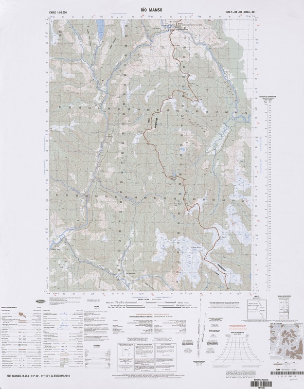 Río Manso H-064 (41° 30'- 71° 45') [material cartográfico] preparado y publicado por el Instituto Geográfico Militar.