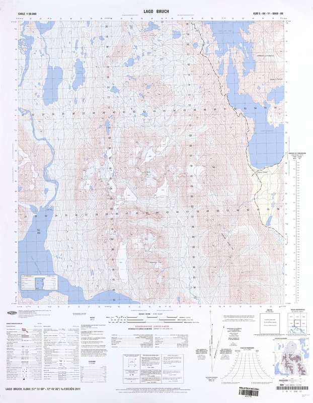 Lago Bruch (51° 15' 00"- 72° 45' 00")  [material cartográfico] Instituto Geográfico Militar de Chile.