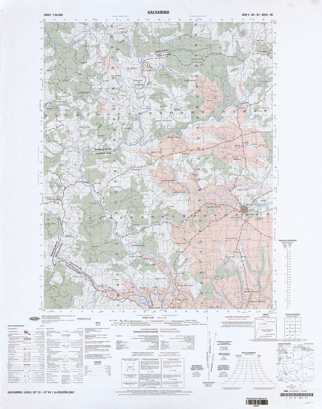 Galvarino G-059 (38° 15'- 72° 45') [material cartográfico] preparado y publicado por el Instituto Geográfico Militar.