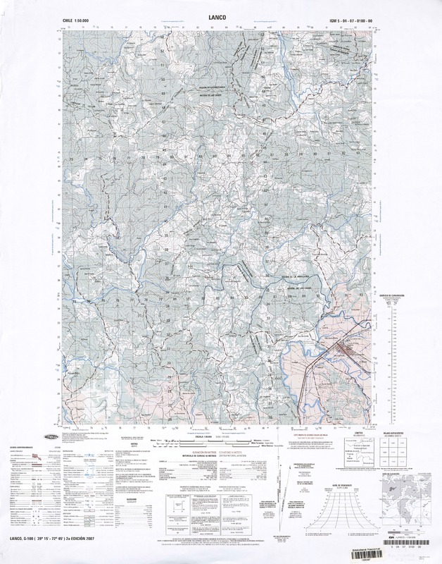 Lanco G-100 (39° 15'- 72° 45') [material cartográfico] preparado y publicado por el Instituto Geográfico Militar.