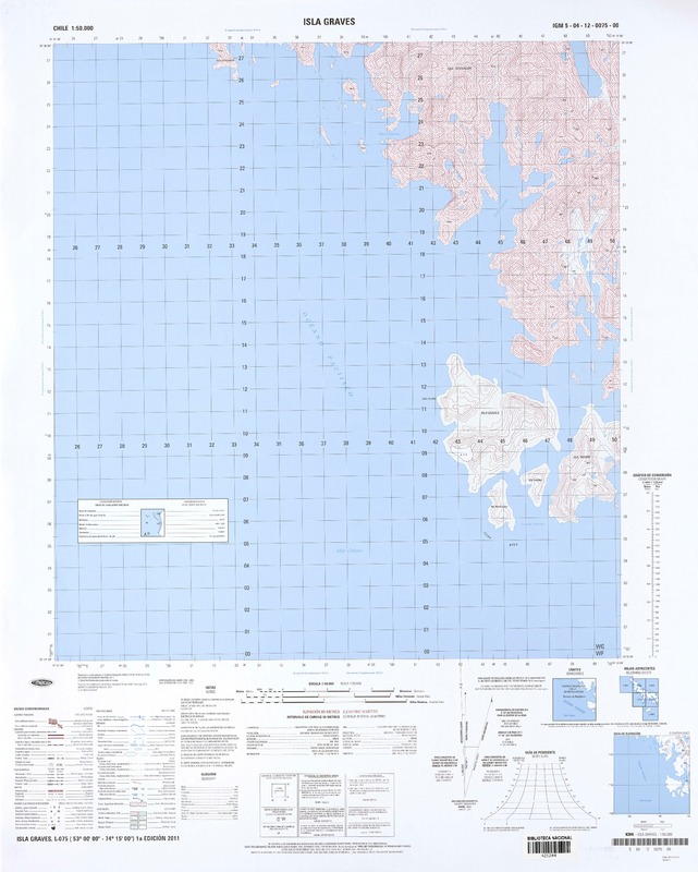 Isla Graves (53° 00' 00" - 74° 15' 00")  [material cartográfico] Instituto Geográfico Militar de Chile.