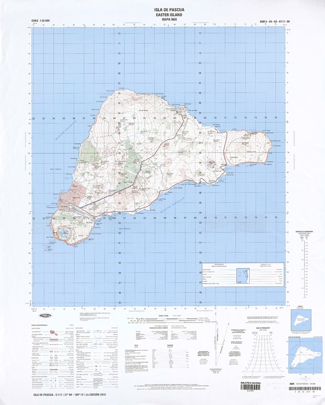 Isla de Pascua (27° 00' - 109° 13')  [material cartográfico] Instituto Geográfico Militar de Chile.