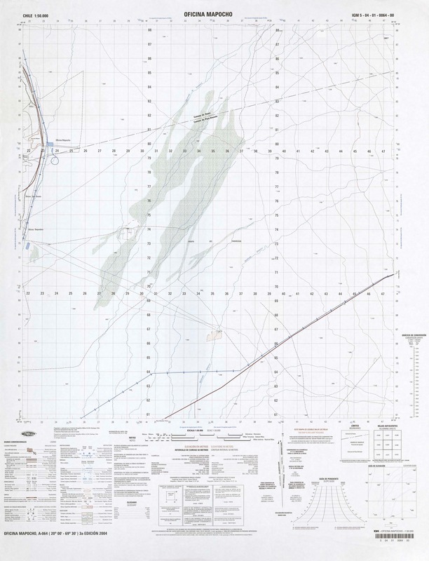 Oficina Mapocho (20°00' - 69°30') [material cartográfico] : Instituto Geográfico Militar de Chile.