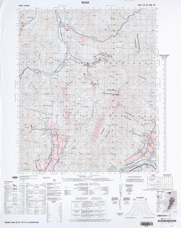 Ñilhue E-036 (32° 30'- 70° 45') [material cartográfico] preparado y publicado por el Instituto Geográfico Militar.