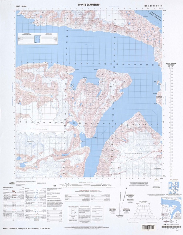 Monte Sarmiento (54° 15' 00" - 70° 30' 00")  [material cartográfico] Instituto Geográfico Militar de Chile.