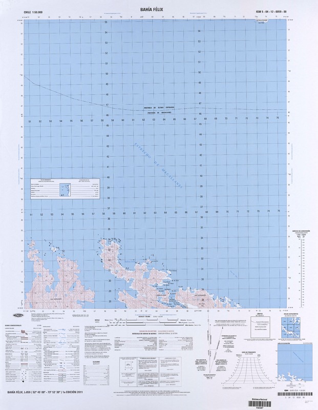 Bahía Félix (52° 45' 00'' - 73° 52' 30'')  [material cartográfico] Instituto Geográfico Militar de Chile.