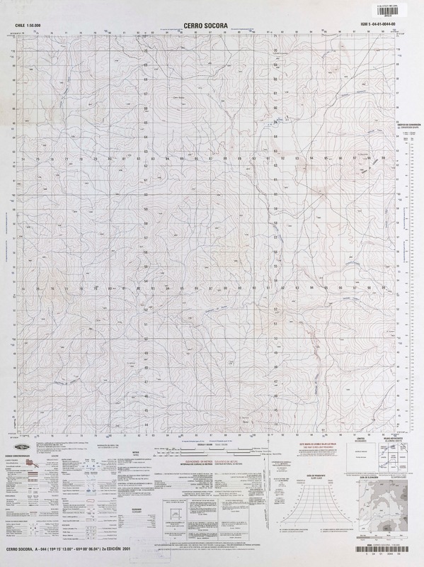 Cerro Socora (19°15'13.00"-69°00'06.04") [material cartográfico] : Instituto Geográfico Militar de Chile.