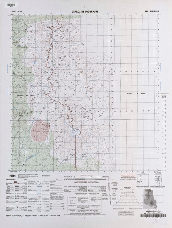 Cerros de Tocorpuri (22°15'13.00"-67°45'06.30") [material cartográfico] : Instituto Geográfico Militar de Chile.