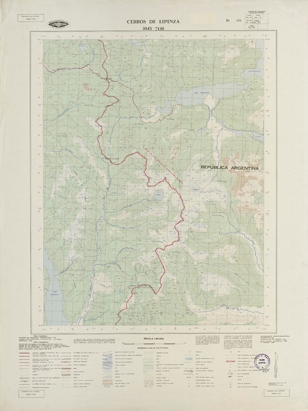 Cerros de Lipinza 3945 - 7130 [material cartográfico] : Instituto Geográfico Militar de Chile.