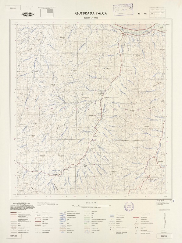 Quebrada Talca 300000 - 710000 [material cartográfico] : Instituto Geográfico Militar de Chile.