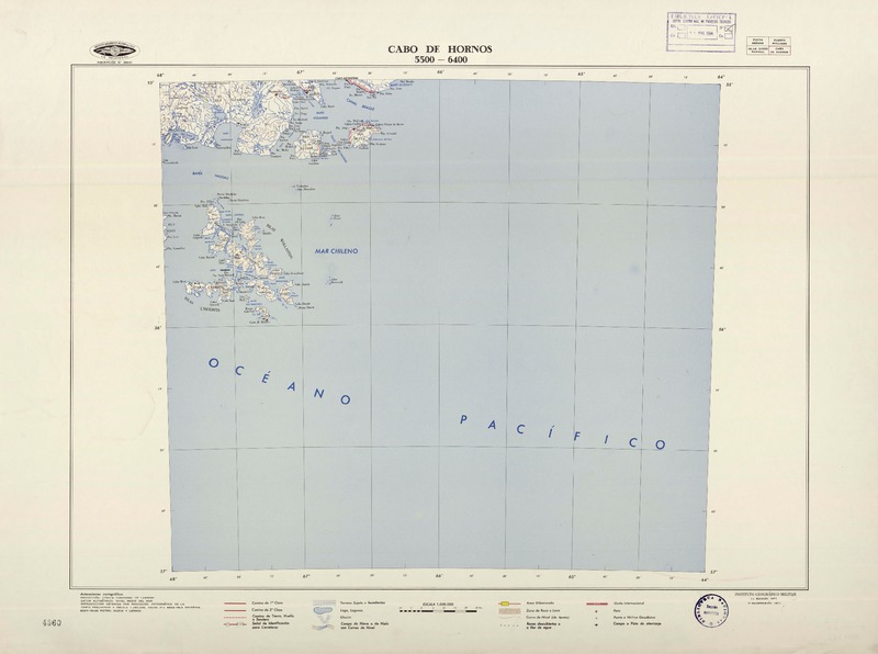 Cabo de Hornos (55° 00' - 64° 00')  [material cartográfico] Instituto Geográfico Militar de Chile.