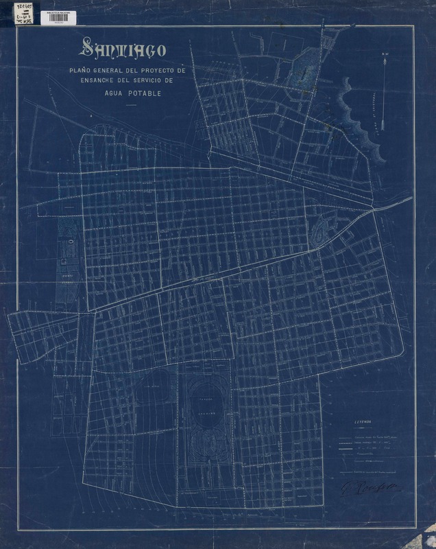 Santiago plano general del Proyecto de ensanche del Servicio de Agua Potable [material cartográfico] : G. Roufosse.