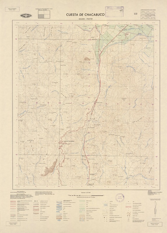 Cuesta de Chacabuco 325230 - 703730 [material cartográfico] : Instituto Geográfico Militar de Chile.