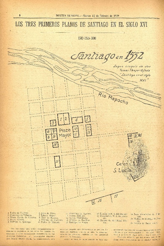 Los tres primeros planos de Santiago en el siglo XVI 1542-1575-1600 [material cartográfico] : J. Rafael Carranza.