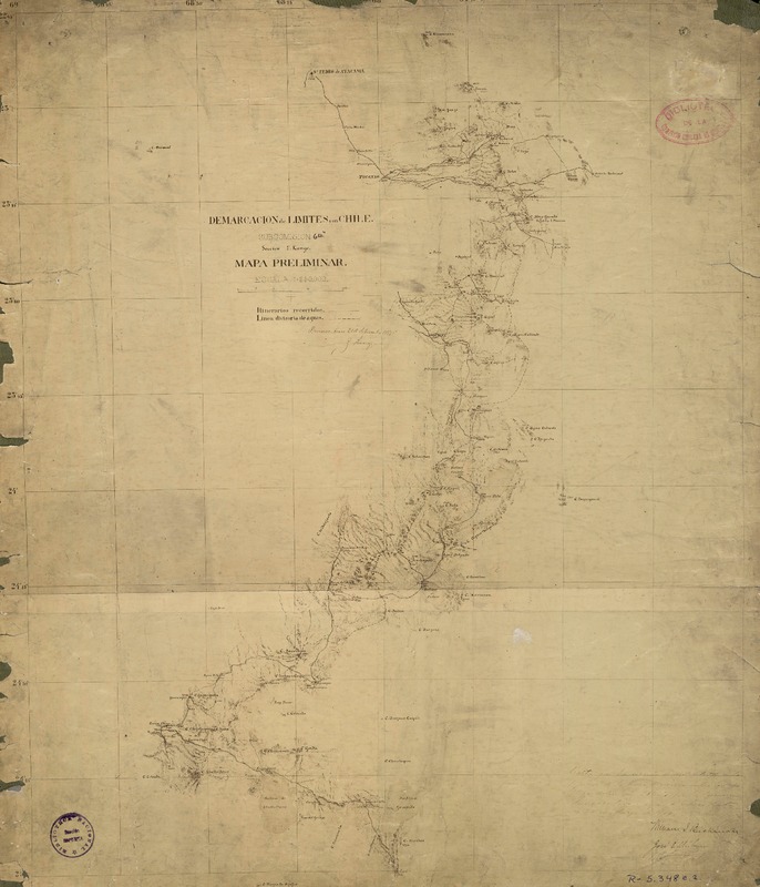 Demarcación de límites con Chile mapa preliminar [de la] Subcomisión [Argentina] no. 6, Sección G. Lange. [material cartográfico] :