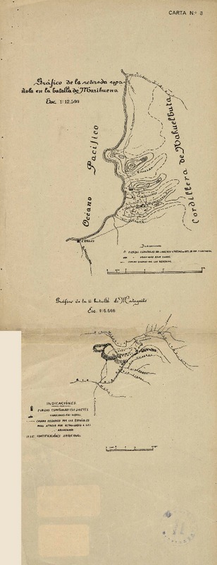 Gráfico de la retirada española en la Batalla de Marihueno [y] Gráfico de la II Batalla de Mataquito  [material cartográfico].