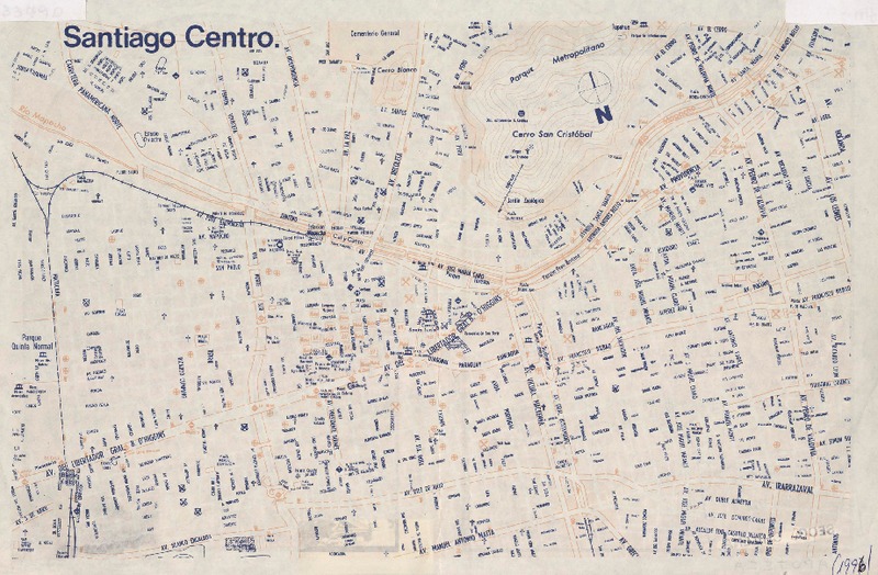 Plano sector centro Santiago, Chile  [material cartográfico] Sernatur.
