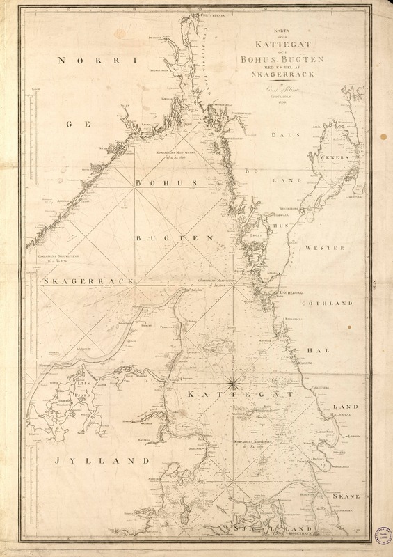 Karta öfver Kattegat och Bohus Bugten med en del af Skagerrak  [material cartográfico] af Gust af Klint.