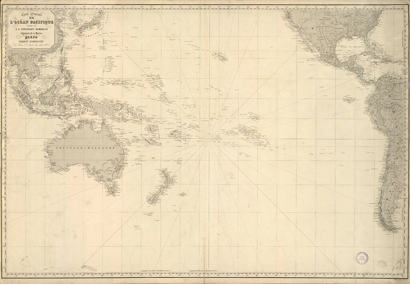 Carte Générale de L'Océan Pacifique  [material cartográfico] dressée par C.A. Vincendom Dumoulin, Ingénieur de la Marine.