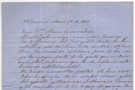 [Carta] 1865 Marzo 1, Valparaíso [al] Señor Dn. Alvaro Covarrubias