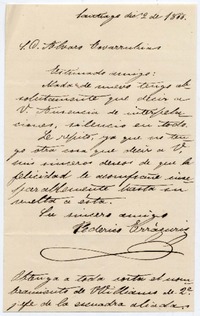 [Carta] 1866 dic[iembre] 2, Santiago [al] S. D. Alvaro Covarrubias