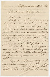[Carta] 1867 enero 19, Valparaíso [al] S. D. Alvaro Covarrubias