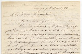 [Carta] 1876 Feb[rero] 19, Santiago [a] D. Álvaro Covarrubias :