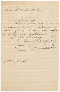 [Carta] 1870 Set[iembre] 27, [Santiago] [a] D. Álvaro Covarrubias