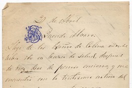 [Carta] [1878] abril 20, [Santiago] [a] Alvaro Covarrubias