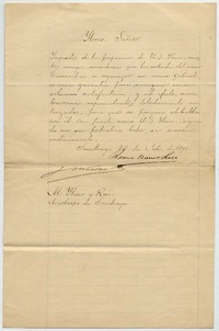 [Carta] 1890 Julio 30, Santiago Al Hmo y Rmo. Arzobispo de Santiago