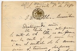 [Carta] 1890 agosto 1, [Santiago?] [al] S. D. Alvaro Covarrúbias