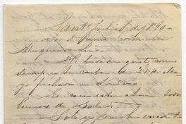 [Carta] 1890 Julio 8, Sant[iag]o [al] Sor D. Luis Covarrubias