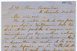[Carta] 1865 Diciembre 01, [Santiago], [a] S. D. Alvaro Covarrubias :