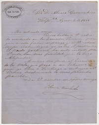 [Carta] 1866 Agosto 3, Valparaíso [a] Álvaro Covarrubias :