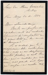 [Carta] 1884 Mayo 24, Paris [a] Álvaro Covarrubias