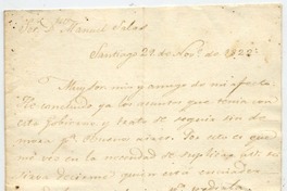 [Carta] 1822 Nov[iembre] 29, Santiago [al] Sor D. Manuel Salas