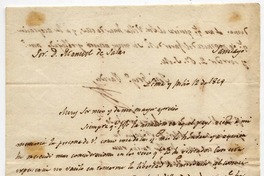 [Carta] 1829 Julio 12, Lima [al] Sor. D. Manuel de Salas